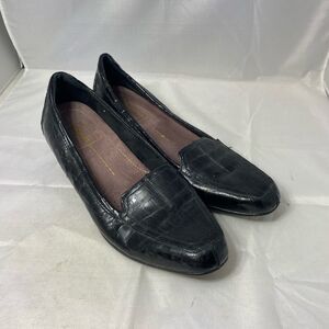 Clark’s collection black patent leather alligator slip-on loafer shoes size 9.5N